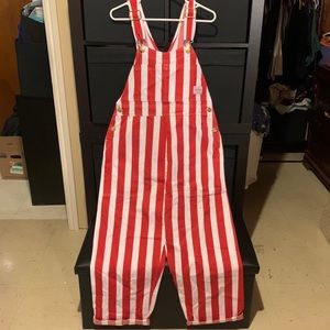 Big Bud Press Red and White Striped Women Jeans Overalls
